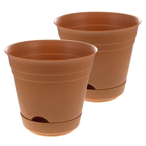 2 Self-Watering Planters Indoor/Outdoor 7” Plastic Patio Garden Flower Herb Pots