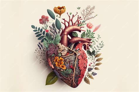 Premium Photo | Abstract illustrated colorful human heart made of fresh Spring flowers,Generative AI