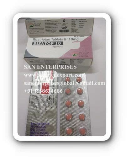 Rizatriptan 10 Mg Tablets at Rs 480/stripe | Rizatriptan Tablet in Nagpur | ID: 24369839712