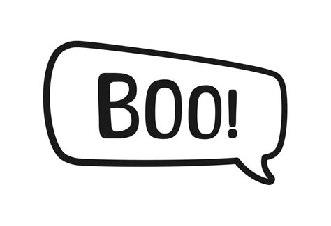 Boo text in speech bubble doodle design. Vector illustration. Happy Halloween greeting card ...