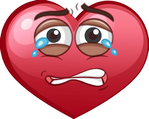 Crying heart emoticon on white background 6094595 Vector Art at Vecteezy