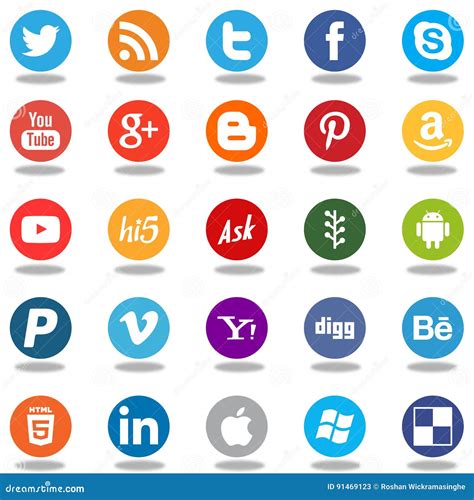 Medios Iconos Sociales Redondos Del Logotipo Del App De La Red Foto de archivo editorial ...