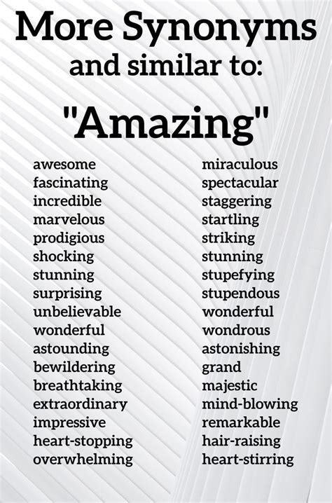 More synonyms for amazing | Essay writing skills, Good vocabulary words, Writing words