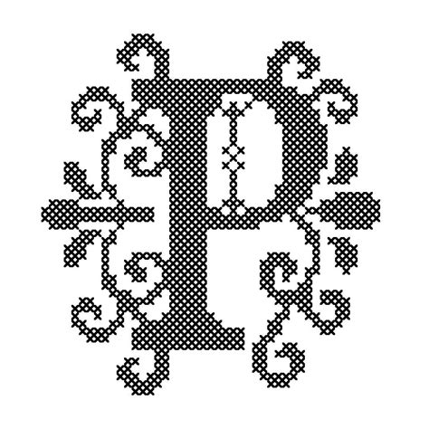 Counted Cross Stitch Pattern Formal Letters for Initials Letter P - Instant Download Epattern ...