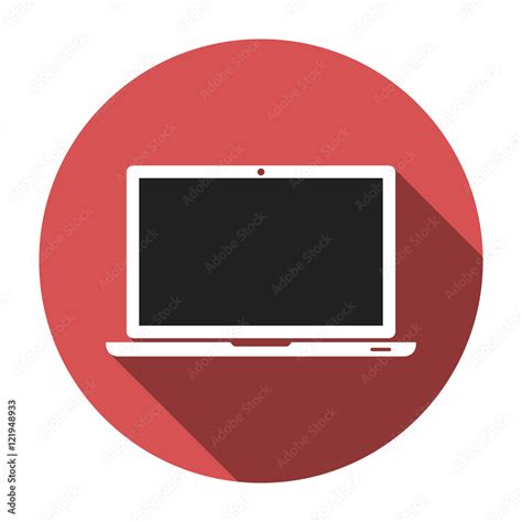 Laptop icon logo in circle with lock sign. Notebook symbol for web site ...