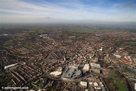 aeroengland | panoramic aerial photograph of Derby city centre Derbyshire England UK