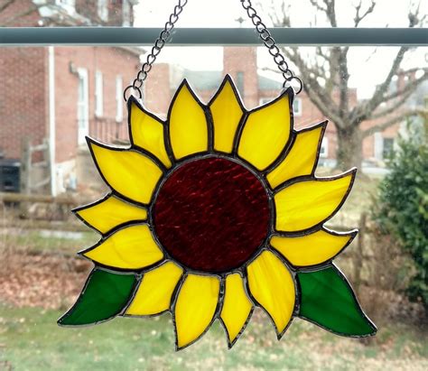 Stained Glass Sunflower Suncatcher Yellow Flower Garden | Etsy