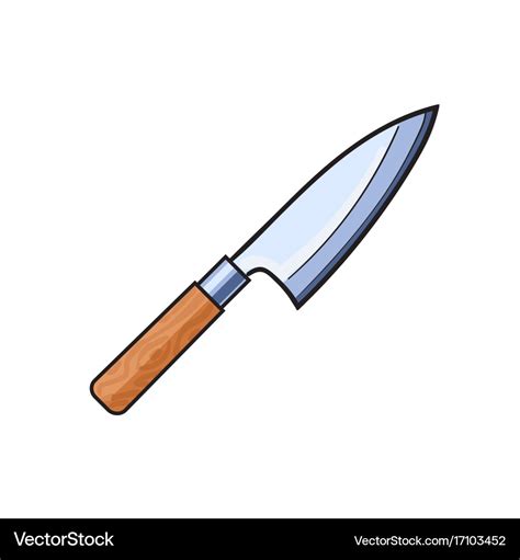 Flat cartoon carving knife isolated Royalty Free Vector