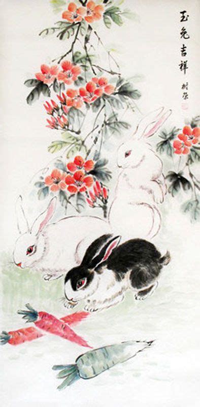 Chinese Rabbit Painting 0 4361003, 50cm x 100cm(19〃 x 39〃) | Rabbit ...