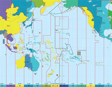 Pacific Centred World Timezones Map Scale 1:40 Million ...