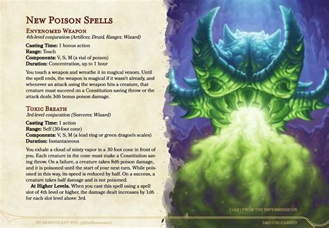 New Spells: Minor Poison Magic — DND Unleashed: A Homebrew Expansion ...