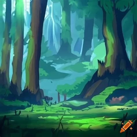 Pokemon battle forest background