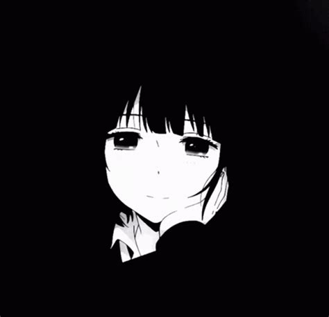 Dark Anime Girl Black And White GIF | GIFDB.com