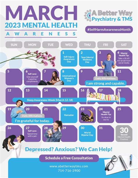 2023 Mental Health Awareness Calendar - A Better Way TMS