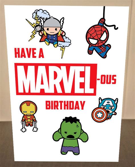 Marvel Birthday Card, Avengers Birthday Card, Have a Marvelous Birthday ...