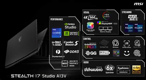 MSI Stealth 17 Studio announced with a 4K mini LEd screen, Raptor Lake ...