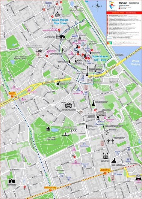 Warsaw city center tourist map - Ontheworldmap.com