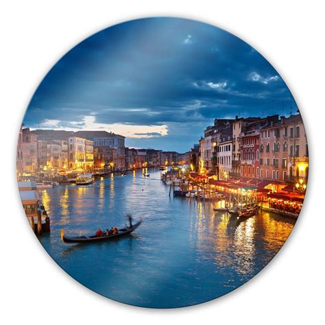 Canal Grance in Venice - Glass art - round | wall-art.com