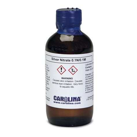 Silver Nitrate Solution, 0.1 M (2%), Laboratory Grade, 100 mL ...