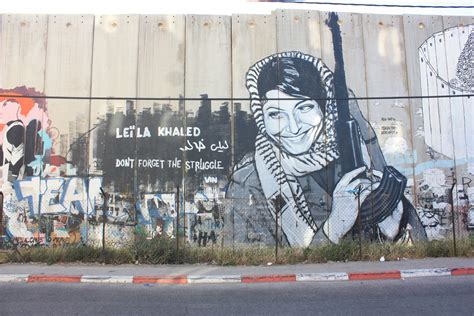 Leila Khaled Street Art on Israeli separation wall in Bethlehem ...