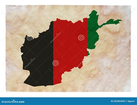 Map of Afghanistan with Flag Painted on Old Grunge Paper Stock ...