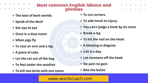 25 Most common English idioms and phrases - Word Coach