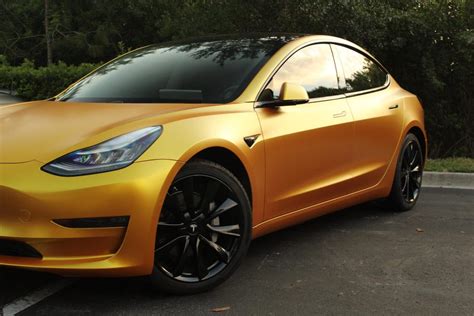 Tesla Model 3 Yellow Metallic Wrap – Tesla Model 3 Wiki