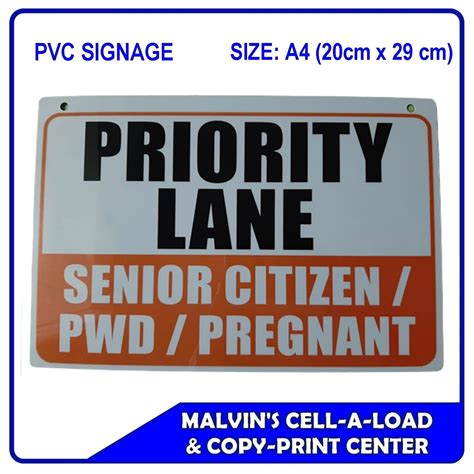 LAMINATED PVC SIGNAGE - PRIORITY LANE - Size A4 | Lazada PH