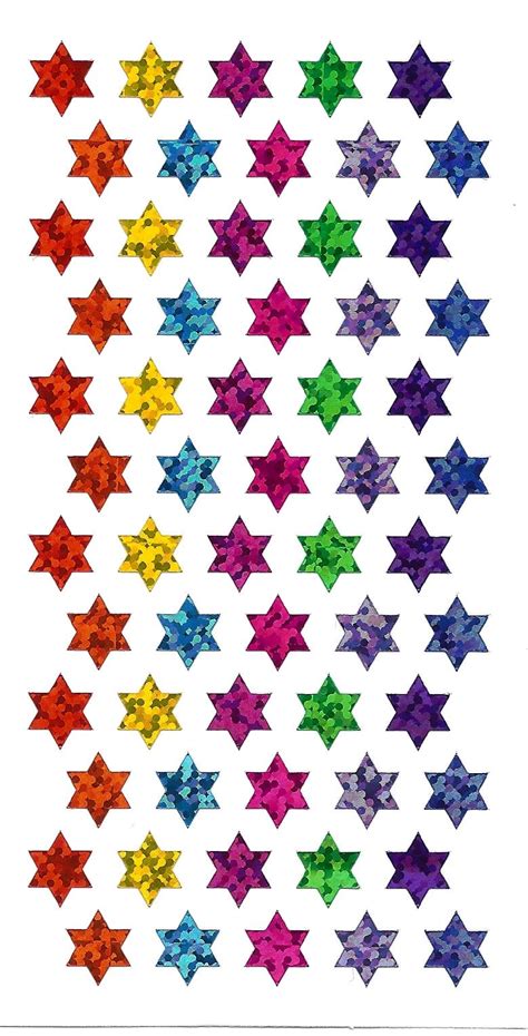 Stickers: Small Solid Prismatic Star Stickers, 3/8" Diameter