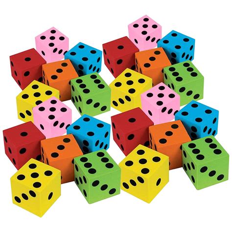 Kidsco Foam Dices Assorted Colors - 24 Pack Traditional Style Learning Resources for Math ...