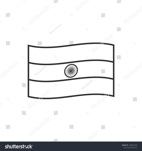 India Flag Icon Black Outline Flat Stock Vector (Royalty Free) 1308601000 | Shutterstock