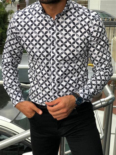 Collection: Fall – Winter 19/20 Product: Slim Fit Patterned Shirt Color Code: Black Shirt ...