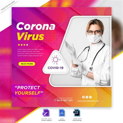 Premium PSD | Medical health banner about covid-19 coronavirus