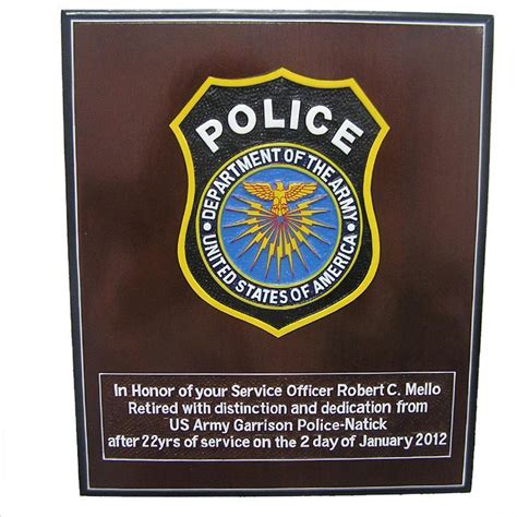 Police Retirement Plaque with Wording