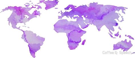 Purple Watercolor World Map Sticker by Coffee & Speech in 2021 | Water color world map, Purple ...