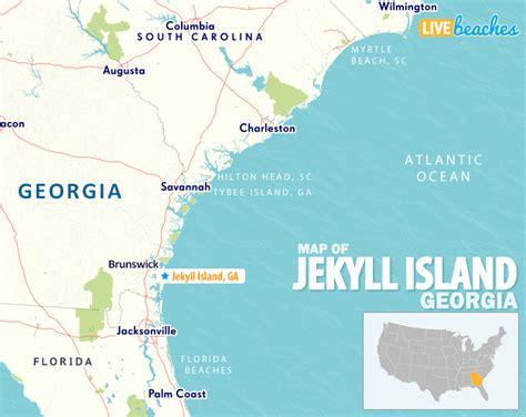 Map of Jekyll Island, Georgia - Live Beaches