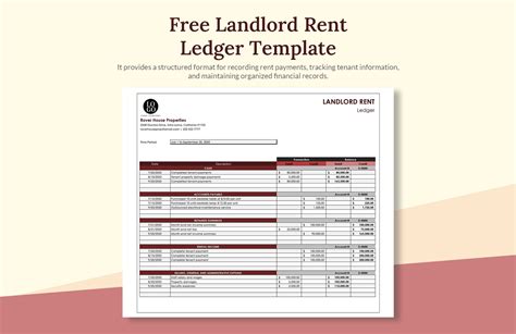 Landlord Rent Ledger Template - Download in Excel, Google Sheets ...