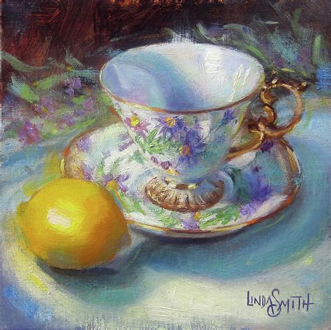 Aster Teacup Painting by Linda Smith - Fine Art America