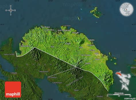 Satellite Map of Camarines Norte, darken