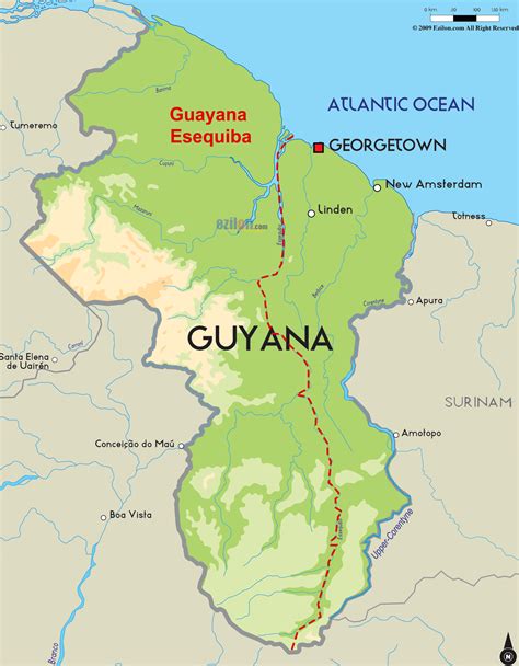 Map of Guyana - Roadmap - Terrain Map 2023