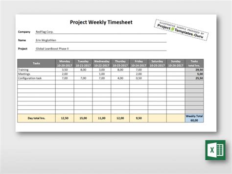 Simple Weekly Project Timesheet Form