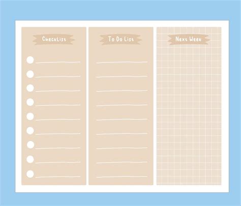 Checklist To Do List Next Week Brown. Planner Inserts Brown Aesthetic. Planner Digital Download ...