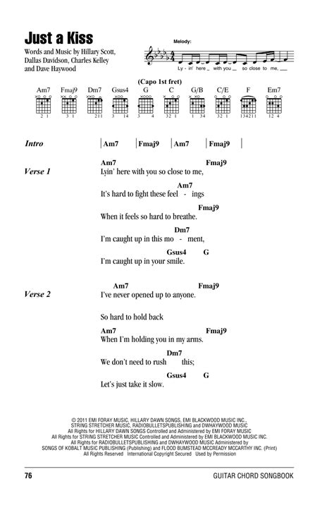 Just A Kiss by Lady Antebellum - Guitar Chords/Lyrics - Guitar Instructor