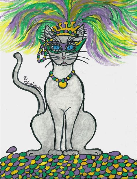 Mardi Gras Cat Painting by Claire Decker - Fine Art America