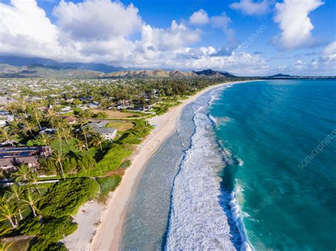 Aerial view of Kailua Beach, Oahu, Hawaii, USA - Stock Image - F040 ...