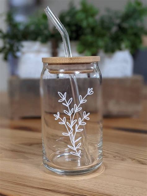 Glass Beer Can / Glass Can / Glass Iced Coffee Cup / Floral | Etsy | Coffee cups diy, Beer glass ...