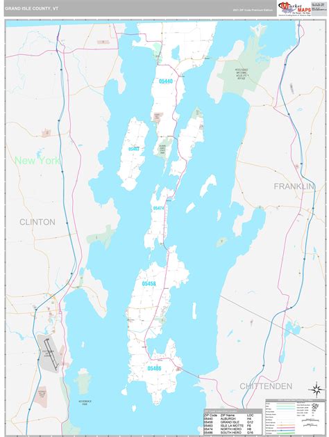 Grand Isle County, VT Wall Map Premium Style by MarketMAPS