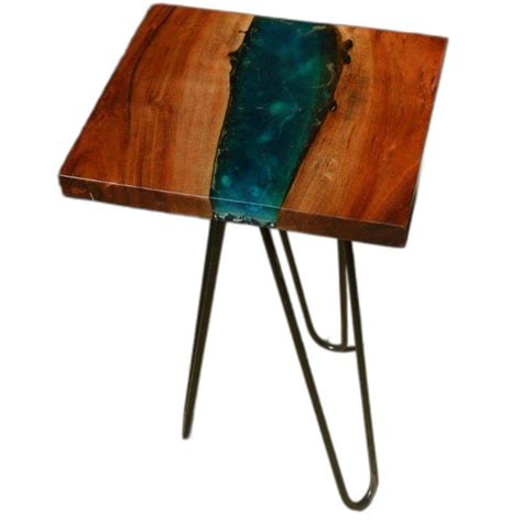 Engineered Wood Metal Square Epoxy Resin Top Coffee Table, Without ...