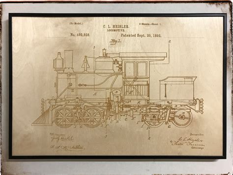 Heisler Locomotive Patent Drawing – WoodPatentArt