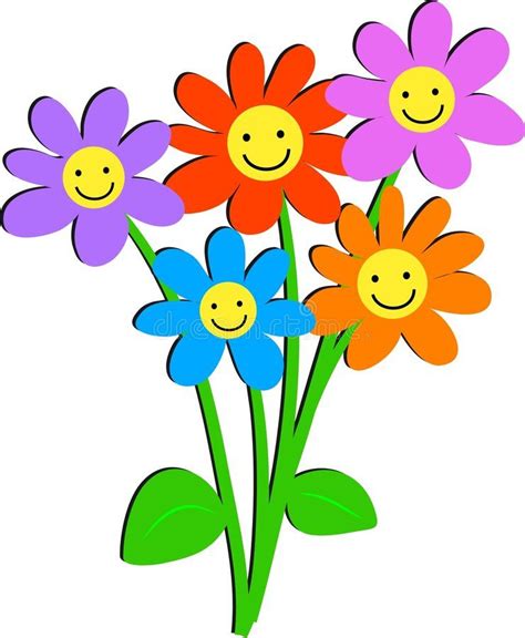 Happy Flowers. Bunch of happy flowers with smiling faces in different colors , #AFF, #Bunch ...